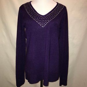 Super classy jeweled V-neck sweater